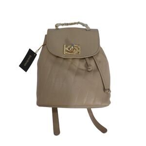 Bebe Nude Mini Backpack Gold Logo Everyday Use Faux Leather Minimalist